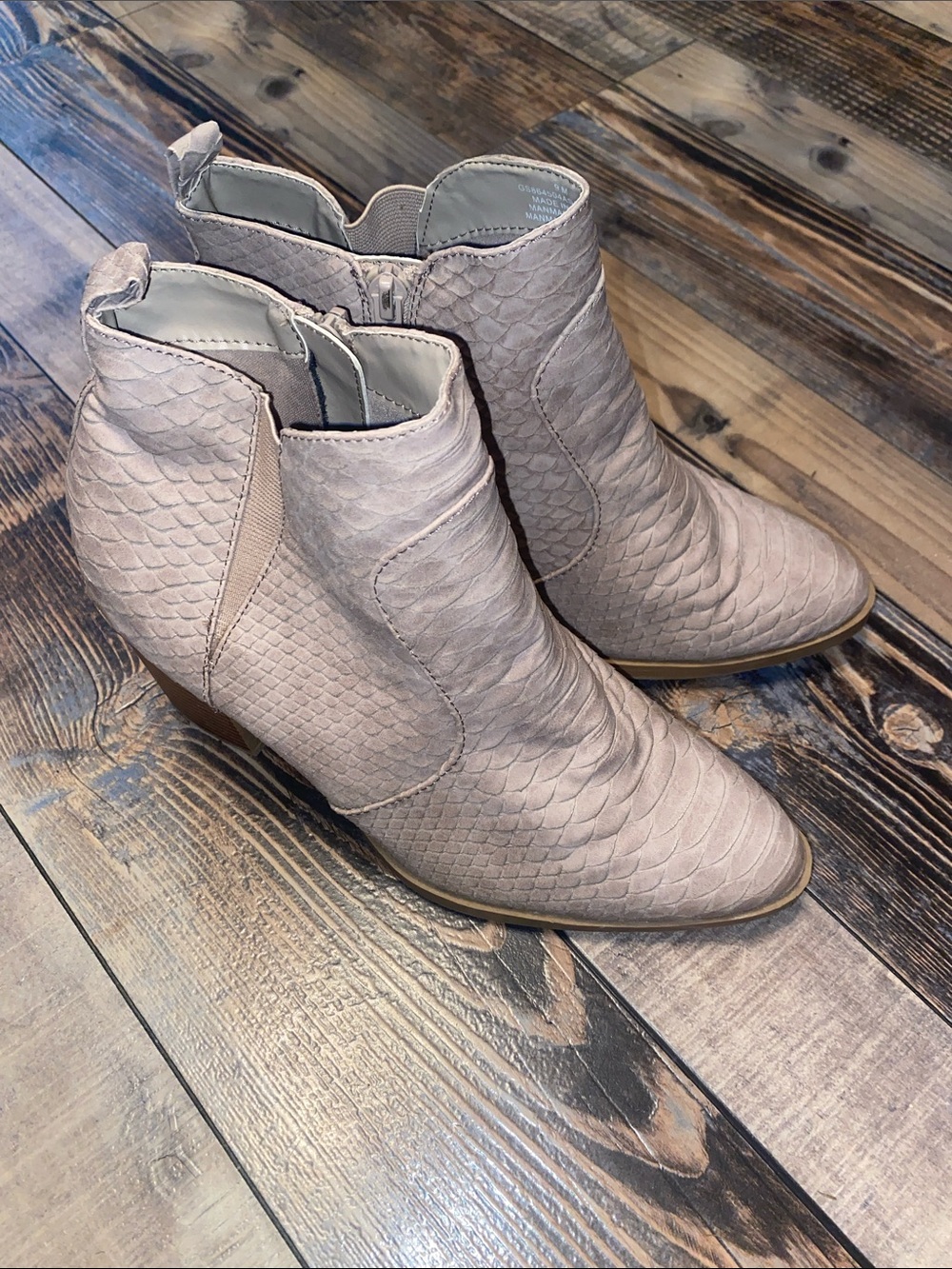 Altar'd State Brynn Taupe Textured Ankle Booties